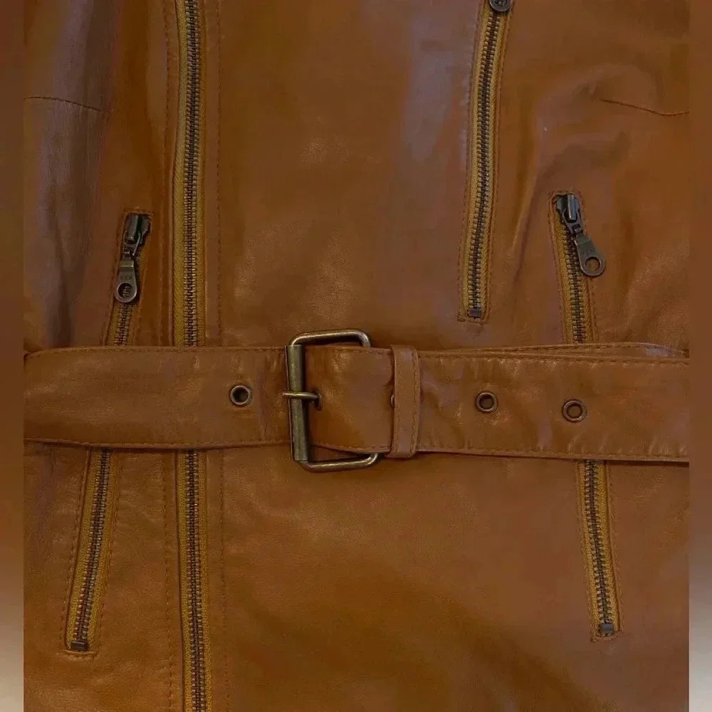 Kenna-T Leather Moto Jacket Women’s Size Small Tan Biker Jacket - Picture 15 of 16